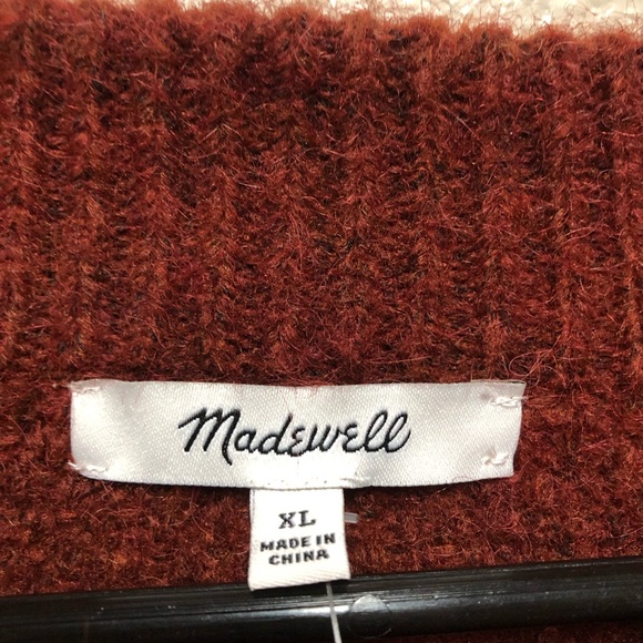 Madewell N.W.T. Size XL Heather Auburn Brown Elegant Rust Crew Neck Knit Sweater - Picture 5 of 9